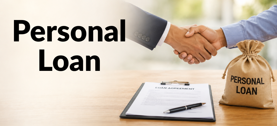 Loan officer handing over cash to a customer after signing a personal loan agreement